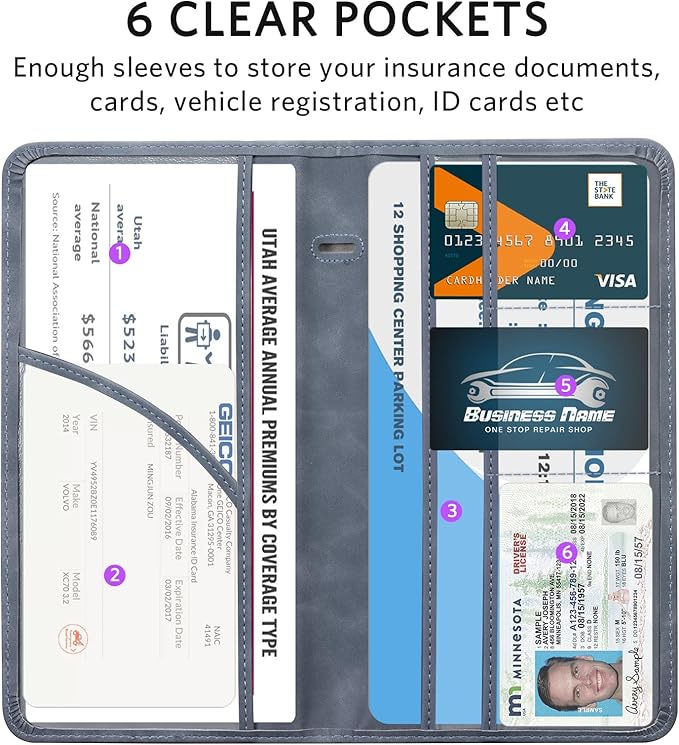 CoBak Car Registration and Insurance Holder - Vehicle Glove Box Car Organizer,Auto Truck Comparment Accessories Case with Magnetic Closure for Driver License,Cards