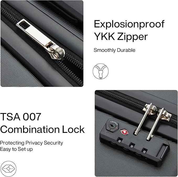 MILADA 16 Inch Underseat Carry On Luggage With Wheels Small Suitcase Underseat Carry On Bag Hard Case Luggage With TSA Approved Luggage Mini Travel Luggage Personal Item, Black