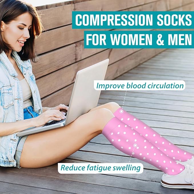 BLUEENJOY Copper Compression Socks for Women & Men (6 pairs) - Best Support for Nurses, Running, Hiking, Recovery