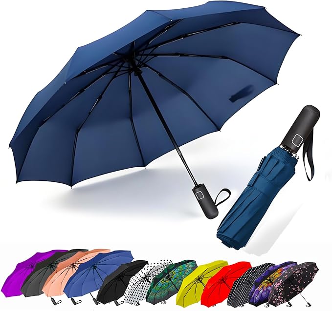 SIEPASA Windproof Travel Compact Umbrella-Automatic Umbrellas for Rain-Compact Folding Umbrella, Travel Umbrella Compact, Windproof Umbrellas for Men Women Teenage.(Navy Blue, 54 Inch)