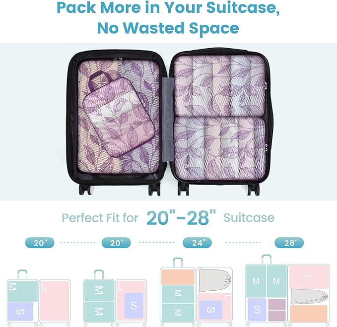 Cambond Compression Packing Cubes for Travel Women - Travel Bags Luggage Organizers Travel Essentials Compression Cubes for Travel Carry on Suitcases Organizer