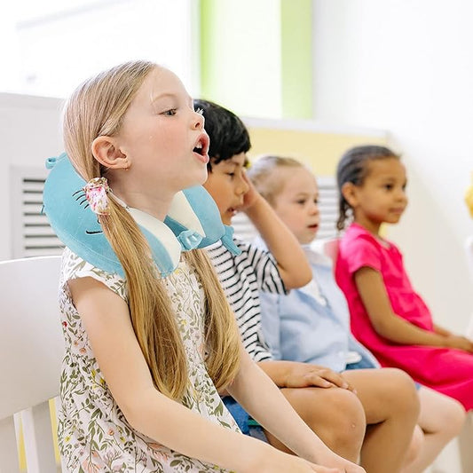 Niuniu Daddy Kids Travel Pillow for Airplane Road Trip Car Seat, Neck Chin Supporting, Stop Head from Falling Forward, Memory Foam with Cute Shark Animal Cover, Gift for Boy Girl - Shark Travel Pillow