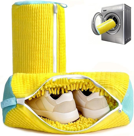 Shoe Washing Bag, Laundry Shoe Bag, Reusable Shoe Washing Bag, 360 ° Deep Cleaning,Suitable for All Shoe Types, With Self-Locking Zipper, 2-pack (Yellow)