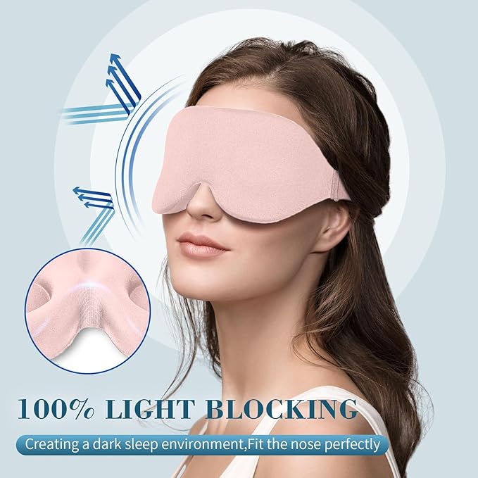 ZGGCD Sleep Mask for Side Sleeper, Light Blocking Sleeping Eye Mask for Women Men, 3D Contoured Cup Night Blindfold, Luxury Eye Cover Eyeshade with Adjustable Strap for Travel, Nap, Pink