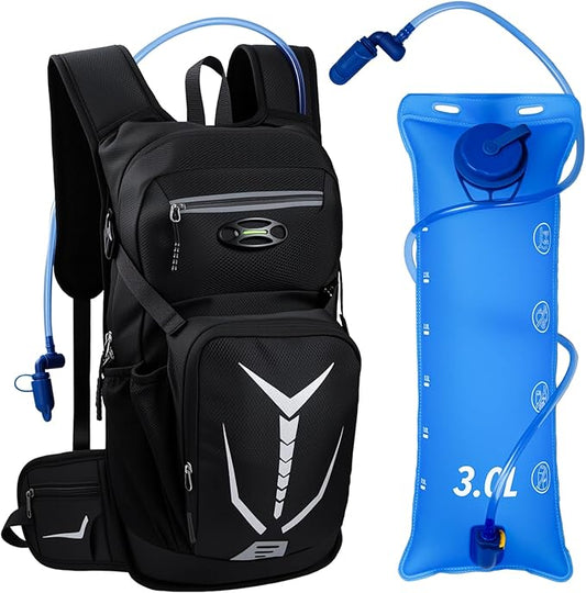 Insulated Hydration Backpack with 3L Water Bladder - 18L Leak-Proof Hiking Daypack, Lightweight Water Backpack for Men & Women, Gear for Running, Cycling, Rave Festivals & Outdoor Sports