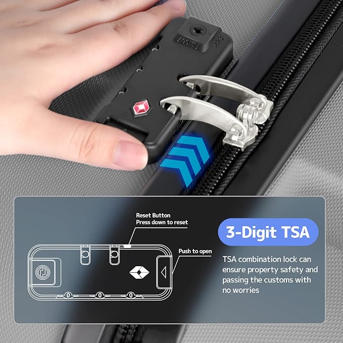 AnyZip Luggage PC ABS Hardside Lightweight Suitcase with 4 Universal Wheels TSA Lock Carry-On 20 Inch Silver