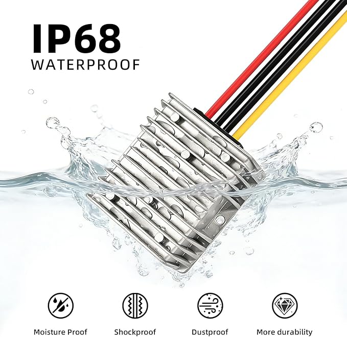 Professional 48V 36V to 12V Voltage Converter, 240W 20A for Golf Cart Converter, Waterproof DC Convert Regulator Transformer with Fuse