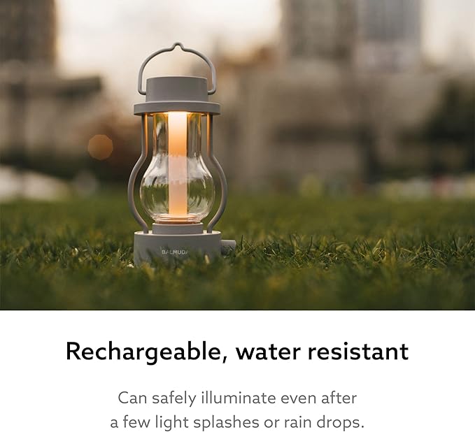 BALMUDA The Lantern | Rechargeable LED Lantern | 3 Light Modes: Candle, Amber, & Warm White | Battery Operated | Lightweight | Water-Resistant | US Version | Gray