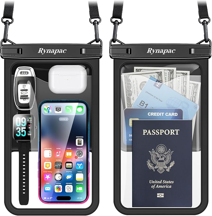 [Up to 10"] Large Waterproof Phone Pouch Bag - 2 Pack Waterproof Phone Case for iPhone 17 16 15 14 Pro Max Galaxy S25 S24 Ultra, IPX8 Cellphone Water Protector Pouch Beach Essentials Travel Must Haves
