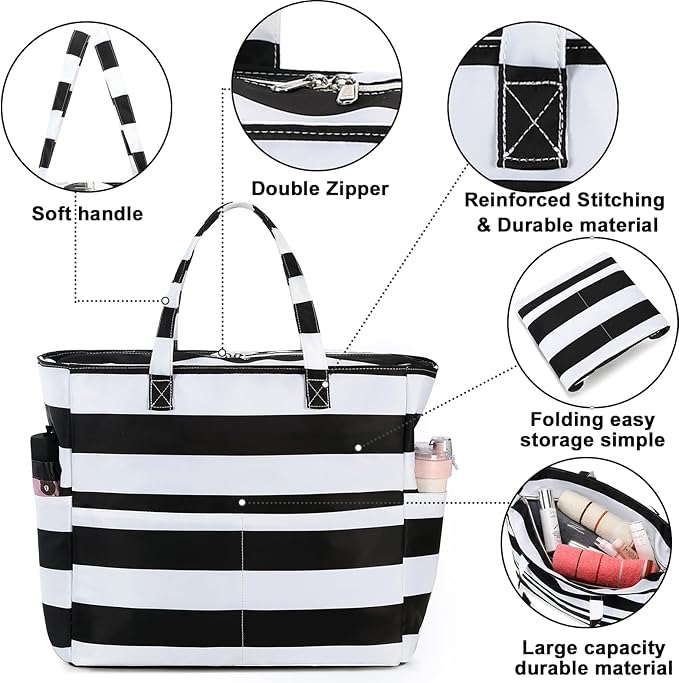 Bluboon Waterproof Beach Tote Pool Bags for Women Ladies Extra Large Carry On Bag With Wet Compartment for Weekender Travel