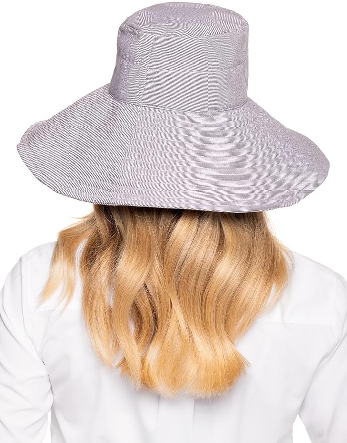 Women's Beach Hat - UPF 50+ Sun Protection - Brittany in Black/White
