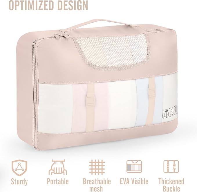 Veken 10 Set Packing Cubes for Travel, Beach Vacation Essentials Accessories for Cruise Ship, Suitcase Organizer Bags for Luggage with Hanging Toiletry & Shoe Bag, Birthday Gifts for Women Mom Her