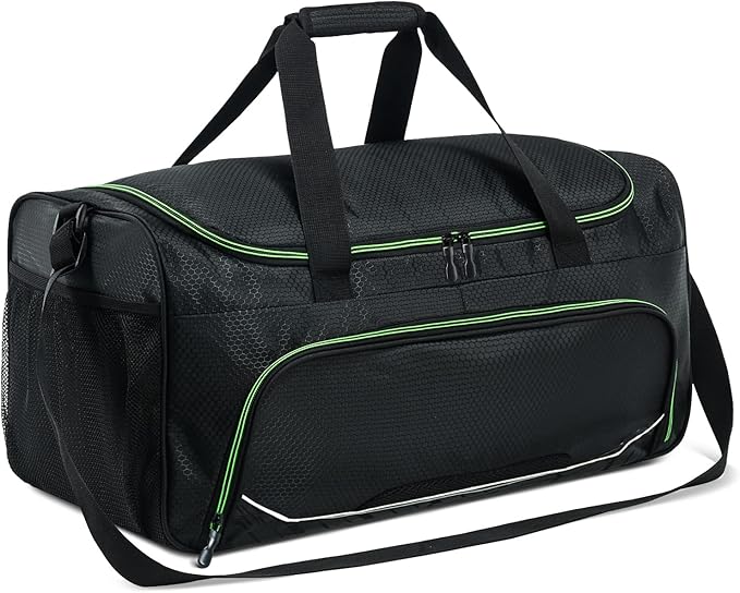 Mens Gym Bag 21 inch Large Overnight Weekender Duffle Bag for Travel Sport-Green/Black