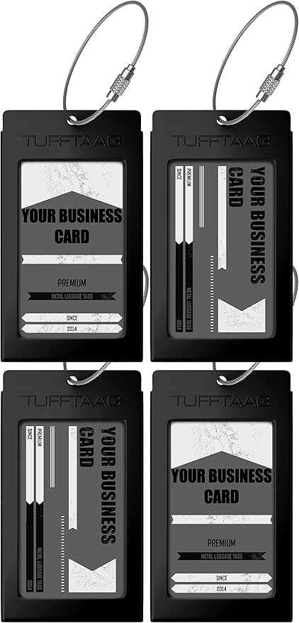 Luggage Tags Business Card Holder by TUFFTAAG - Durable Travel ID Bag Tag in Multiple Color Options, Perfect for Suitcases, Backpacks, and Carry-Ons, Easy Identification, Secure and Stylish