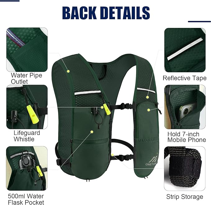 Running Vest for Women & Men, 6L Hydration Backpack with 2L Water Bladder, Lightweight Water Backpack for Trail Running, Marathon, Hiking, Cycling, Jogging, Adjustable Fit