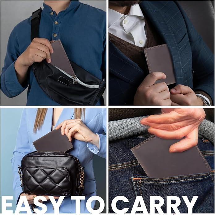 Retro Travel Genuine Leather Passport Holder with Folding Wallet Design