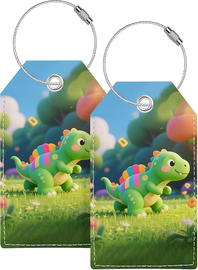 Luggage Tags for Suitcases, Luggage Tag, Personalized Bag Tags for Backpacks Handbag School Instrument with Name ID Label Travel Essentials, Cute Unique Fun Baggage Tags 2 Pack, Stegosaurus