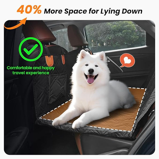 Dog Car Seat Cover for Back Seat: Hard Bottom Back Seat Extender for Dogs - Durable Dog Hammock for Car Truck SUV - Waterproof Car Seat Protector for Dogs, Prevent Pet Falls, Easy to Install