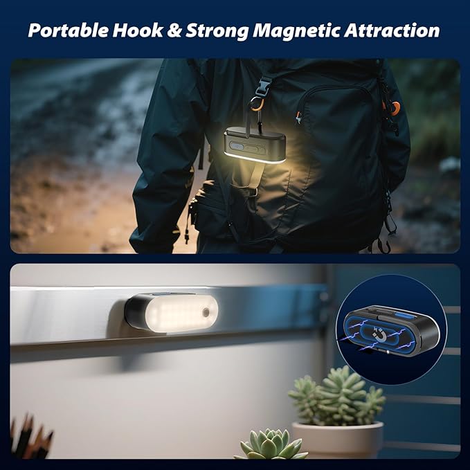 Portable LED Camping Lantern, Rechargeable Motion Sensor Lights, USB Lightweight Hanging Tent Lights, IPX5 Waterproof Emergency Magnet Light for Indoor Outdoor Power Outages Hiking Hurricane