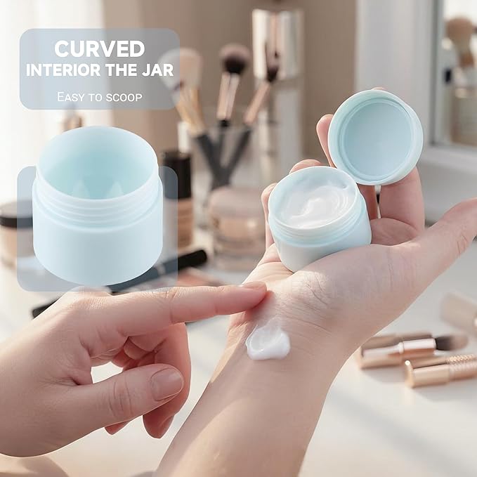Travel Size Containers, Small Plastic Containers with Lids, 20 Gram Travel Container for Creams, Lotion, Toiletries, Makeup (2PCS Blue and 2PCS Pink Plastic Jars)