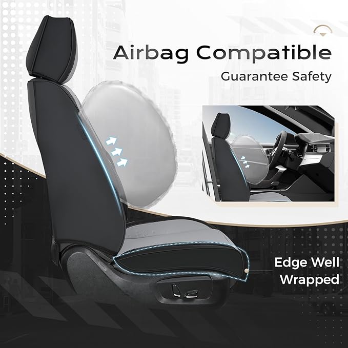 Coverado Seat Covers, Car Seat Covers Front Seats, Car Seat Cover, Car Seat Protector Waterproof, Car Seat Cushion Nappa Leather, Seat Covers Carseat Cover Universal Fit for Most Cars