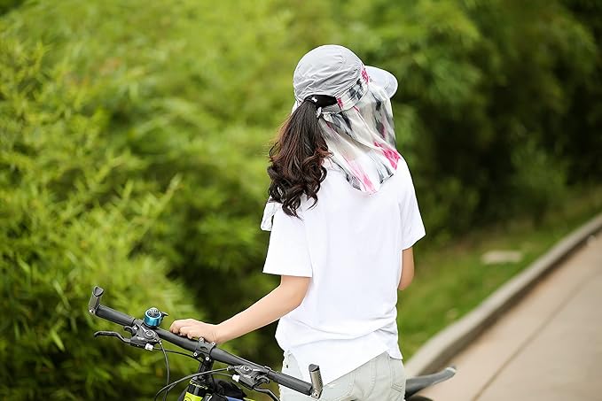 icolor Women Sun Hats UPF 50 Sun Protection Hat Summer Outdoor Neck Shield Flap Visor Hat Ponytail Hats Wide Brim Beach Hat