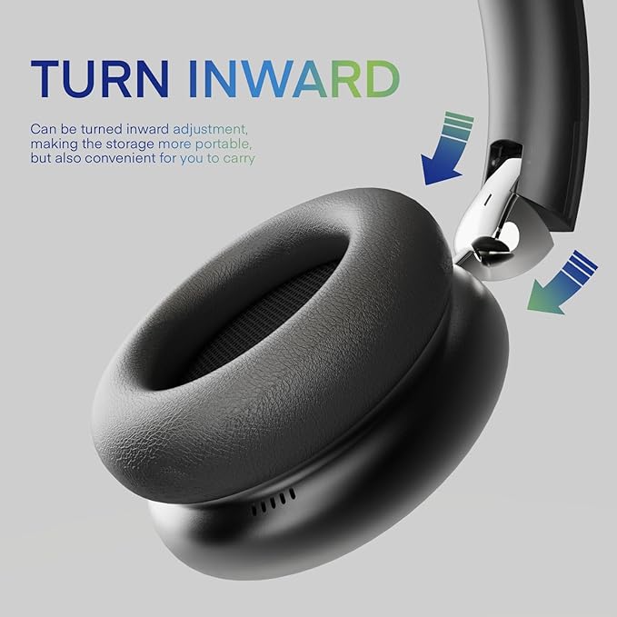 M2 Black Wireless Over The Ear Headphones with Deep bass, Head Mounted Bluetooth Earphones Foldable and Noise Cancelling Stereo Sports Earphones, Suitable for Smartphones, Tablets