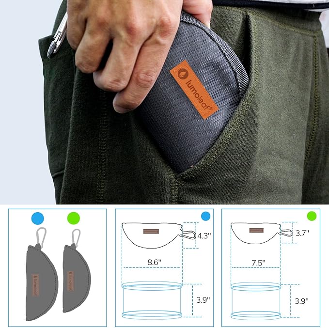 LumoLeaf Collapsible Dog Travel Bowl, 2 Packs Large 68oz/80oz Lightweight Foldable Bowl, Water and Food Bowls for Pets Dogs Cats with Zipper (8+10 Cups)