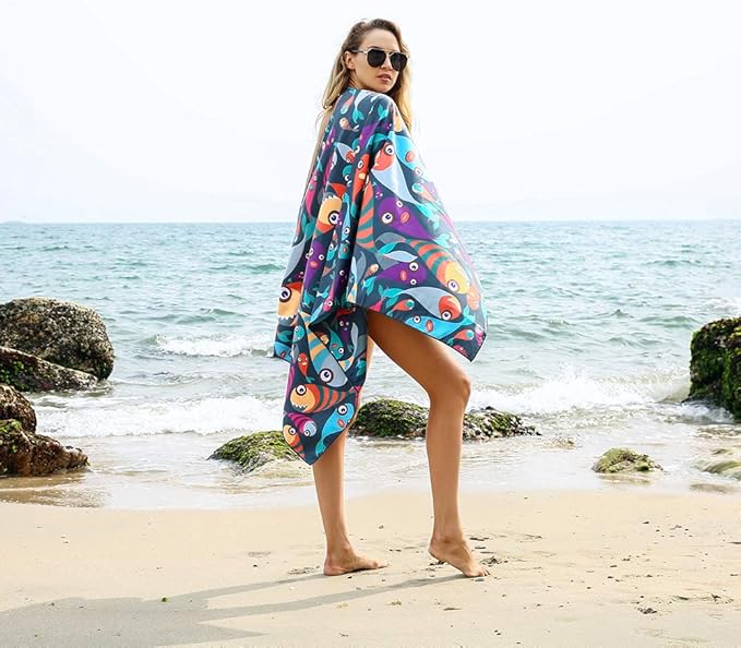 4Monster Microfiber Beach Towel Quick Dry,Super Absorbent Lightweight Travel Towel for Swimmers, Sand Free Camping Towel, Beach Towels for Pool,Swim,Water Sports,Yoga