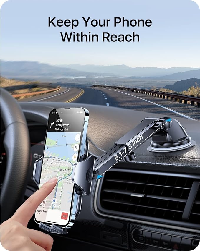 andobil 2026 Military-Grade Car Phone Holder [Upgraded Strongest Suction & Clip] Phone Holders for Your Car, Dashboard Windshield Vent Car Phone Mount for iPhone 17 Pro Max 16 15 14 13 12 Android