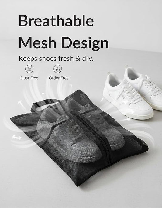 Travel Shoe Bag with Mesh & Zipper – Polyester TPU Sneaker Organizer, Portable Dustproof Storage & Laundry Wash Bag for Men’s and Women’s Shoes