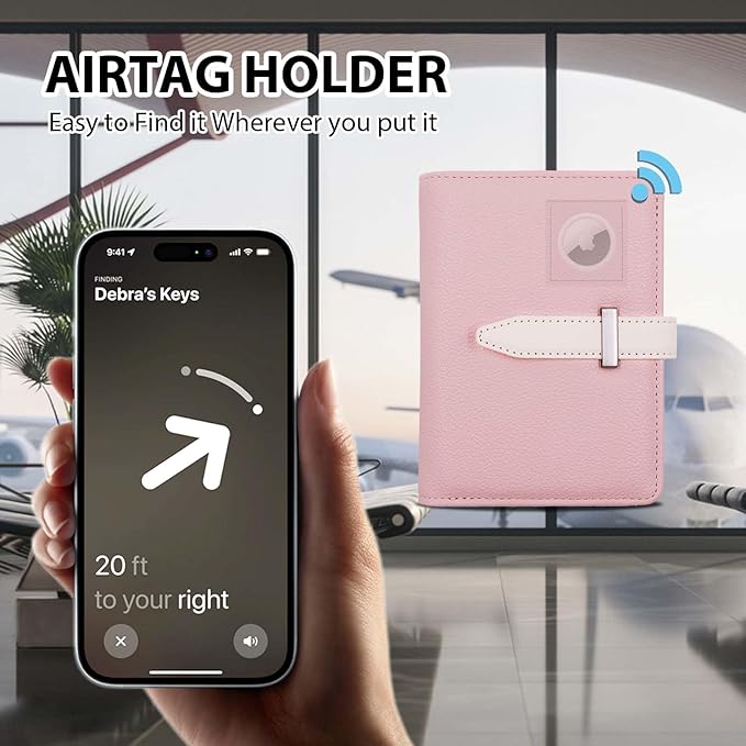 Passport Holder with Airtag for Women/Men,Airtag Passport Wallet for Travel,Cute Passport Holder Rfid Blocking,Travel Wallet for Cards Passport Cover Case