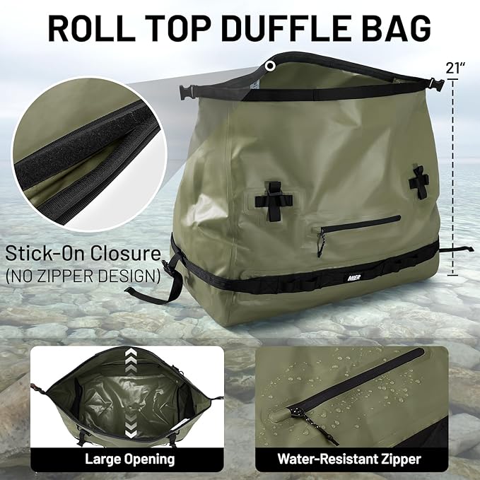MIER Large Waterproof Duffel Bag Rolltop Dry Backpack Duffle Bags for Kayaking, Rafting, Boating, Swimming, Camping, Travel, Gym, Beach, 60L/80L