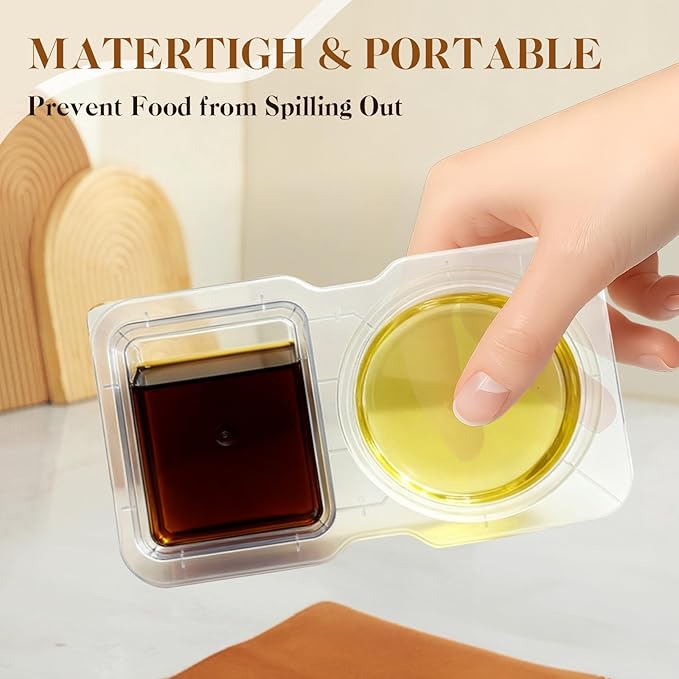 TaidMiao Reusable Snack Containers Compartment with Lids - 20 Sets Snack Containers, Double Snackle Box Compartment Condiment Containers, Snack Box for Sauce and Snacks