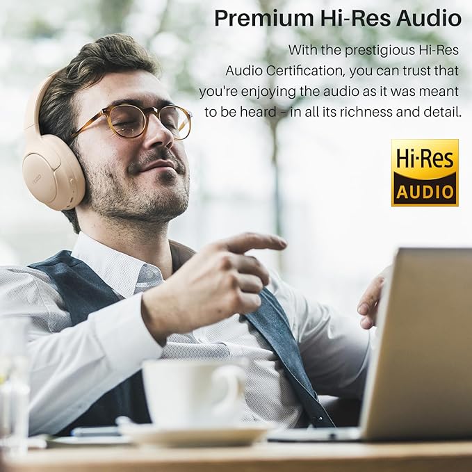 TOZO Hybrid Noise Cancelling Headphones, 90H Playtime Wireless Over Ear Bluetooth Headset, Spatial Audio AI Chat with 5 Mics, Supports Dual Connection and USB-C Input, with 32 EQ Music Modes