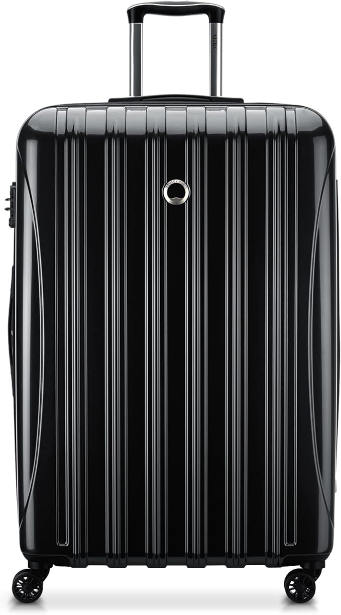 DELSEY PARIS Helium Aero Hardside Expandable Luggage with Spinner Wheels, Black, Checked-Large 28 Inch
