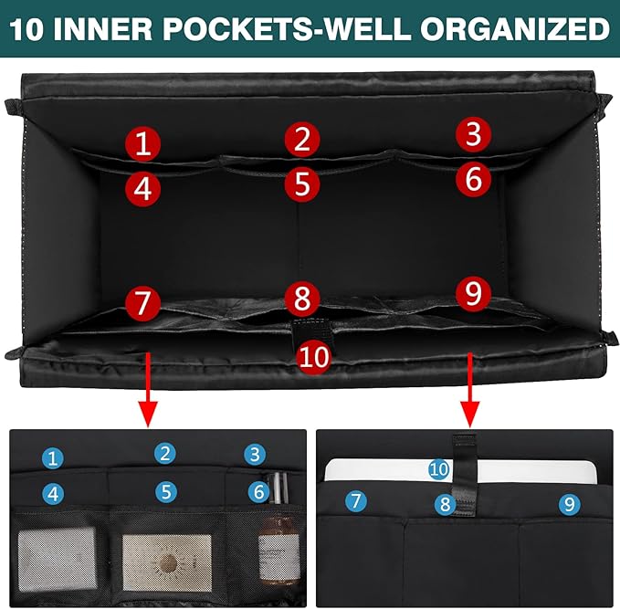 IBFUN Utility Tote Bag with 14/24 Pockets Zip Top Teacher Tote Bag for Teacher/Work Women