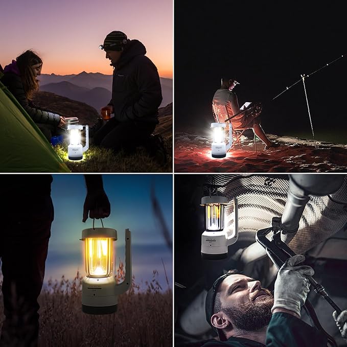 Rechargeable Battery Camping Lantern, Super Bright Flashlights Emergency, Hanging Camping Lights with 4 Modes for Hiking, Car Repair, Outdoor