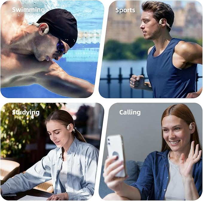 LYPERTEK Bone Conduction Bluetooth Headphones,Open Ear Wireless Bluetooth Sport Headphones,32GB MP3 Player Workout Earphones for Running, IP68 Waterproof Underwater Earbud for Swimming, S30-Beige