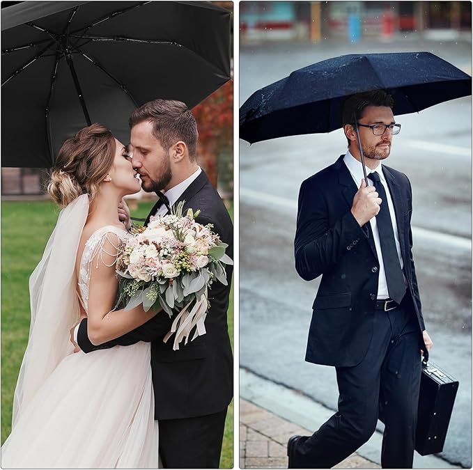 Kajaia 4 Pack Umbrellas Compact Windproof, Automatic Open and Close Folding Rain Umbrella Collapsible for Men Women Travel