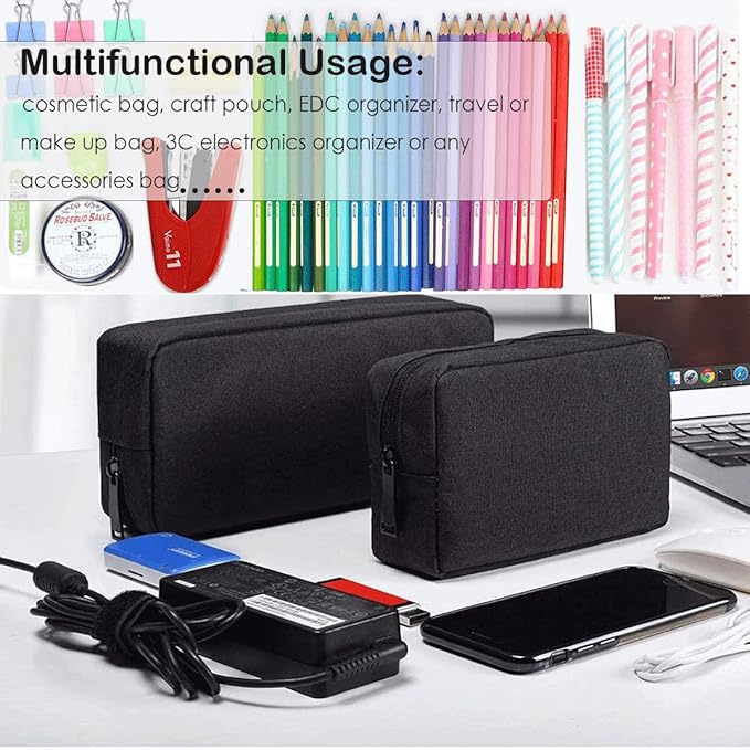 Electronics Accessories Case, Electronic Organizer Travel Cable Accessories Bag, Portable Waterproof Storage Bag for Hard Drive,Power Bank,Chargers,Mouse,Various Accessories(Small+Big-Black)
