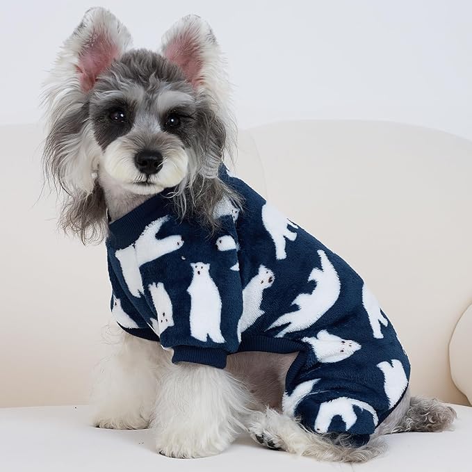 XPUDAC Dog Pajamas Polar Bear Fleece Dog Sweater for Small Medium Dogs Girl Boy Winter Puppy Clothes Pet Outfit Jumpsuit, S