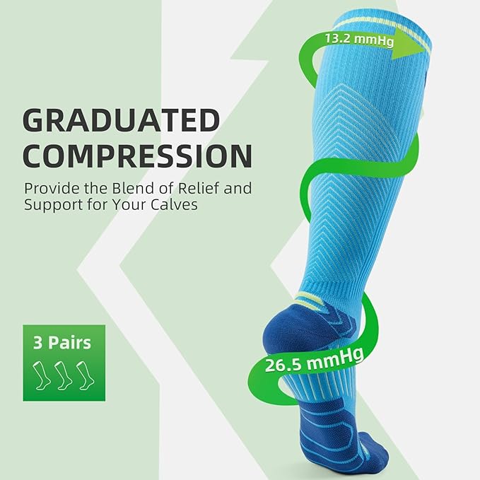 Wakefeet Compression Socks for Women Men 3 Pairs, Compression Stockings, Fragrance Flight Socks for Travelling Sitting