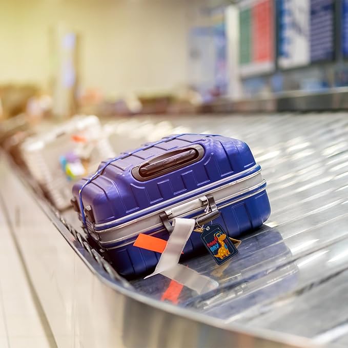 2 Pack Luggage Tags for Suitcase Cartoon Cool Dinosaur Leather Stainless Steel Loop Label Tags for Women Men Travel Bag Suitcase with Privacy Cover Name ID Card