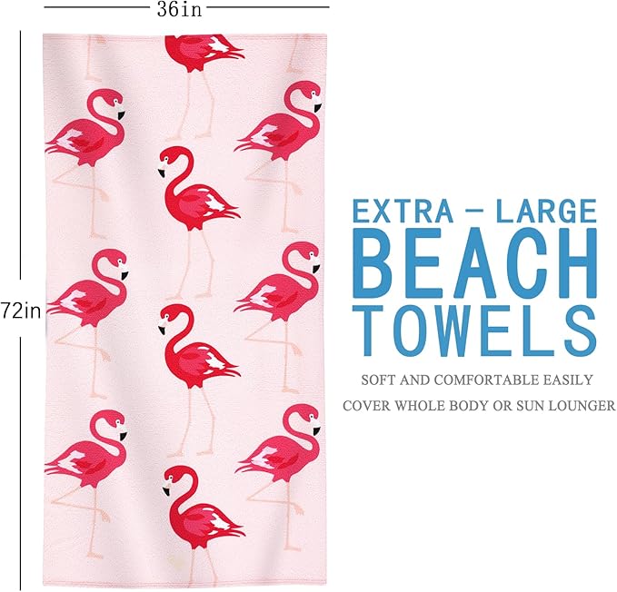 2 Packs Oversized Beach Towel Set Extra Large Big XL Pool Camping Swim Clearance Towels 36x72 Soft Blanket Cruise Essentials Accessories Must Haves Vacation Necessities Adult Flamingo Pineapple