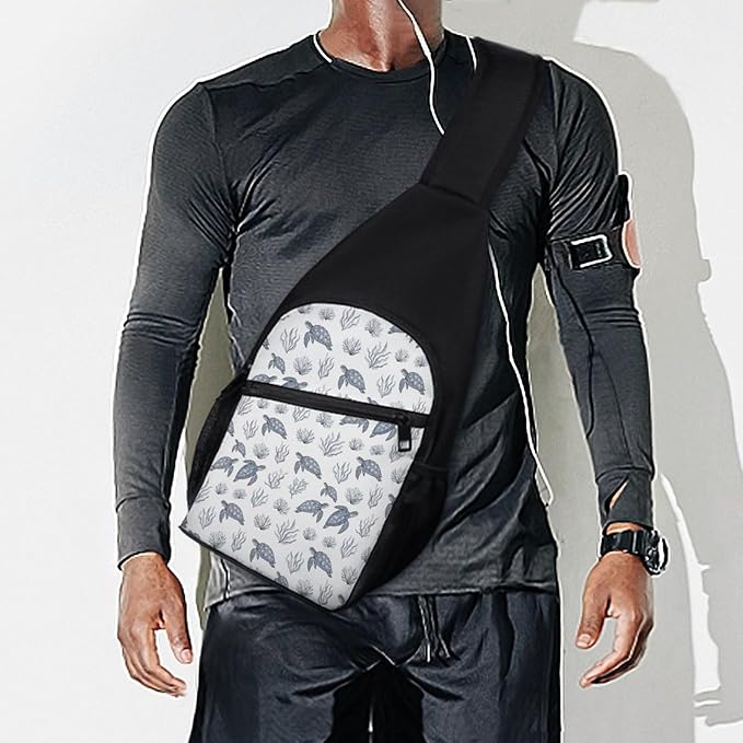 SWEET TANG Womens Fashion Gym Bags Anti Theft Crossbody Shoulder Chest Bag with Small Pocket, Multipurpose Daypack Bag for Cycling Traveling Hiking, Sea Turtle