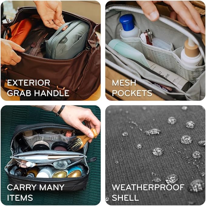 Peak Design Wash Pouch, Kelp, Weatherproof Travel Toiletry Bag, Upright or Hanging Toiletry Kit with Pockets, Magnetic Toothbrush Pocket, Wide UltraZip Opening, Toiletry Bag for Men and Women