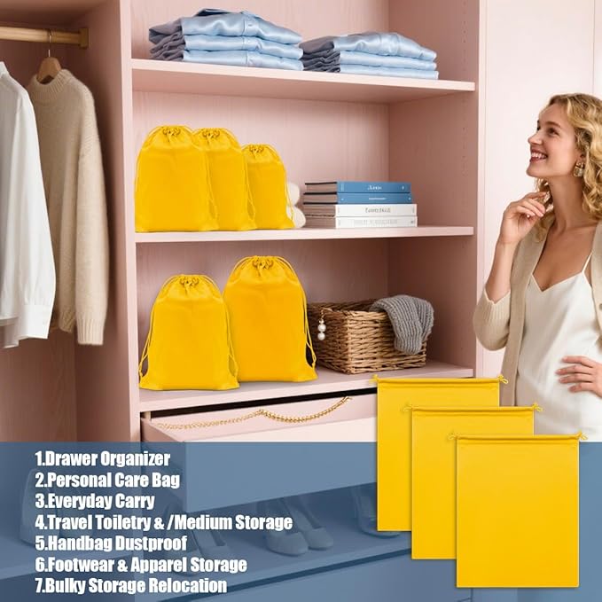 Microfiber Drawstring Bags, Multi-Size Soft Protective Pouches for Shoes, Ski Goggles, Sunglasses, Handbags & Camera Lenses