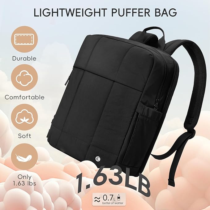 CLUCI Lightweight Travel Backpack Carry on Flight Approved, Puffy Gym Backpack with Shoe Compartment, Personal Item Travel Bag, 15.6 inch Laptop Backpack for Weekender Business