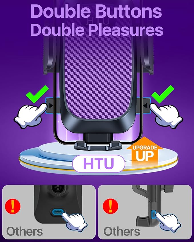 2026 Ultimate Best【True Military-Grade & Safety Cert】Car Phone Holder【Upgraded 5-in-1 & 100+LBS Strongest Suction】360 Rotation Truck Windshield Dashboard Vent Mount Stand for iPhone Android, Purple